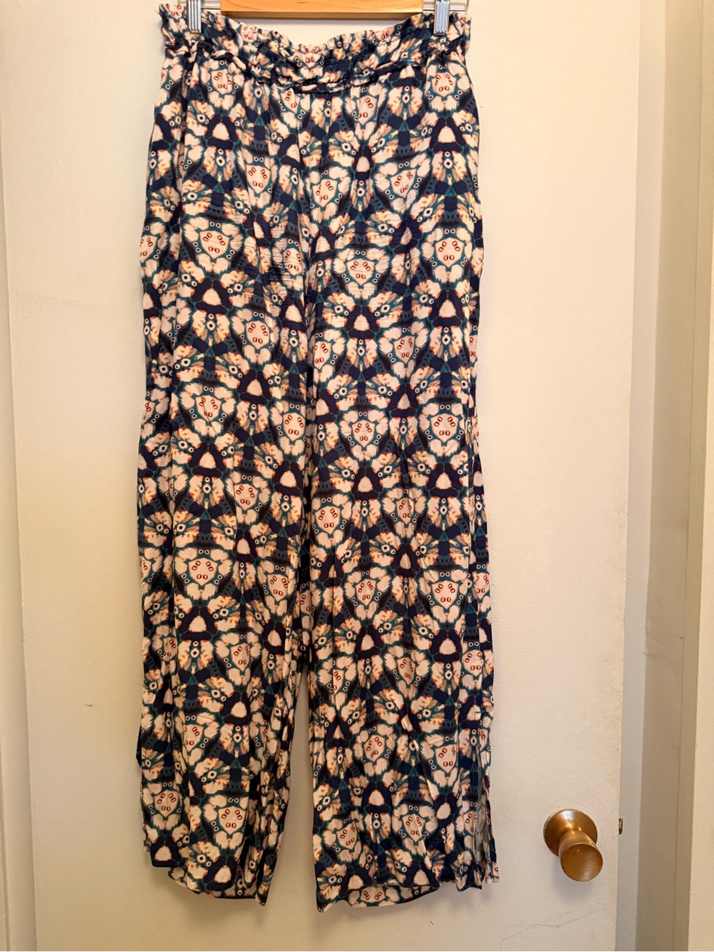 Anthropologie multi-color satin pants like new.